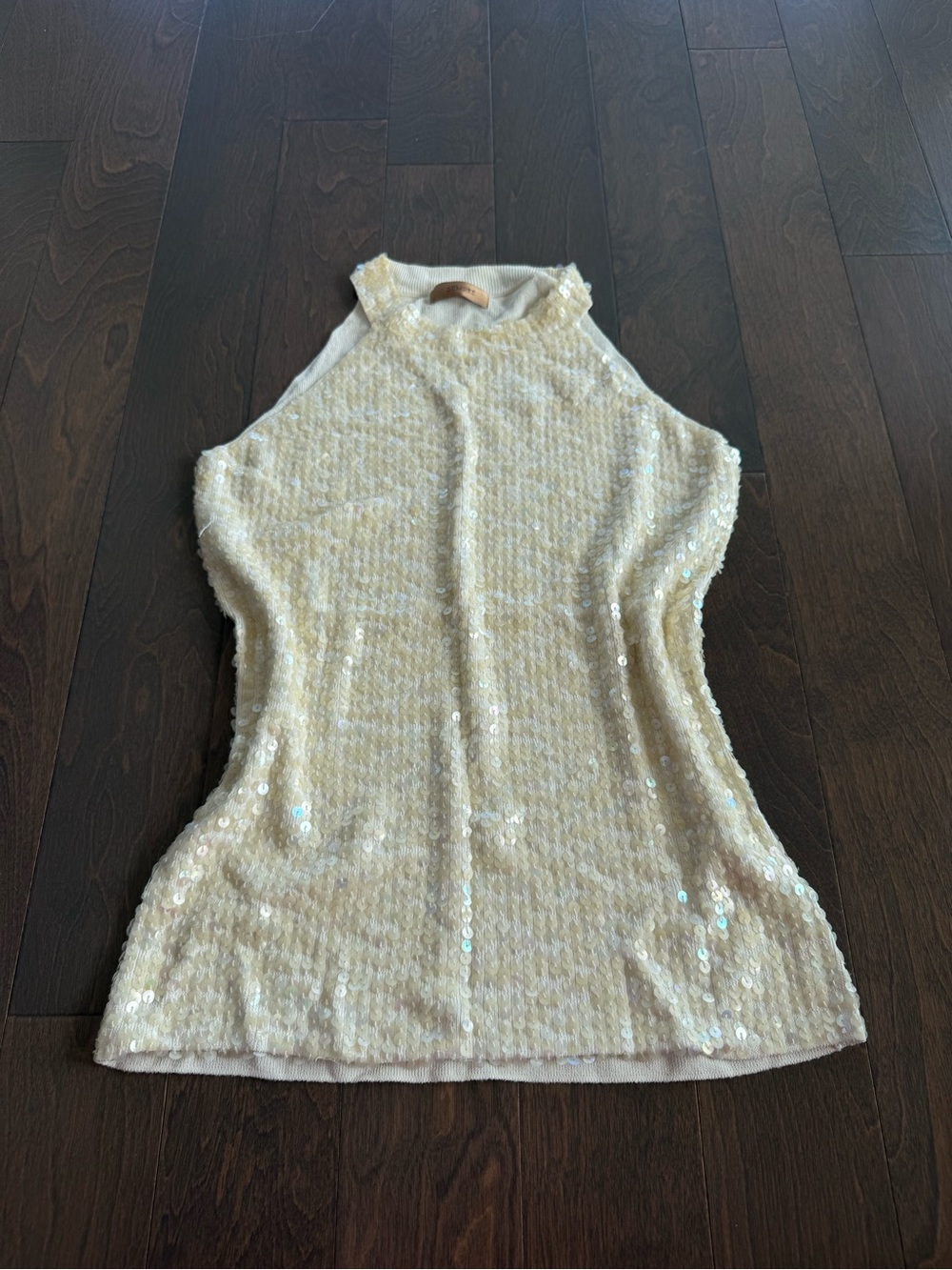 Sleeveless Sequin Halter Top - Cream